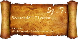 Szaszkó Tivadar névjegykártya